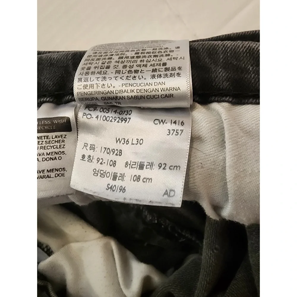 Levi Strauss 514 Mens 36x30 Black Wash Straight Fit Jeans Denim Pants Everyday